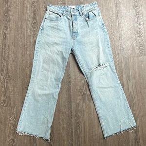 ZARA Light Wash Cropped Jeans Distressed - Size 8
